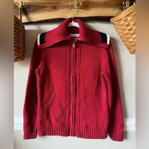 Vintage‎ Tommy Hilfiger Zip Shawl Cable knit Cable Sweater 2000s Y2K 90s Red M